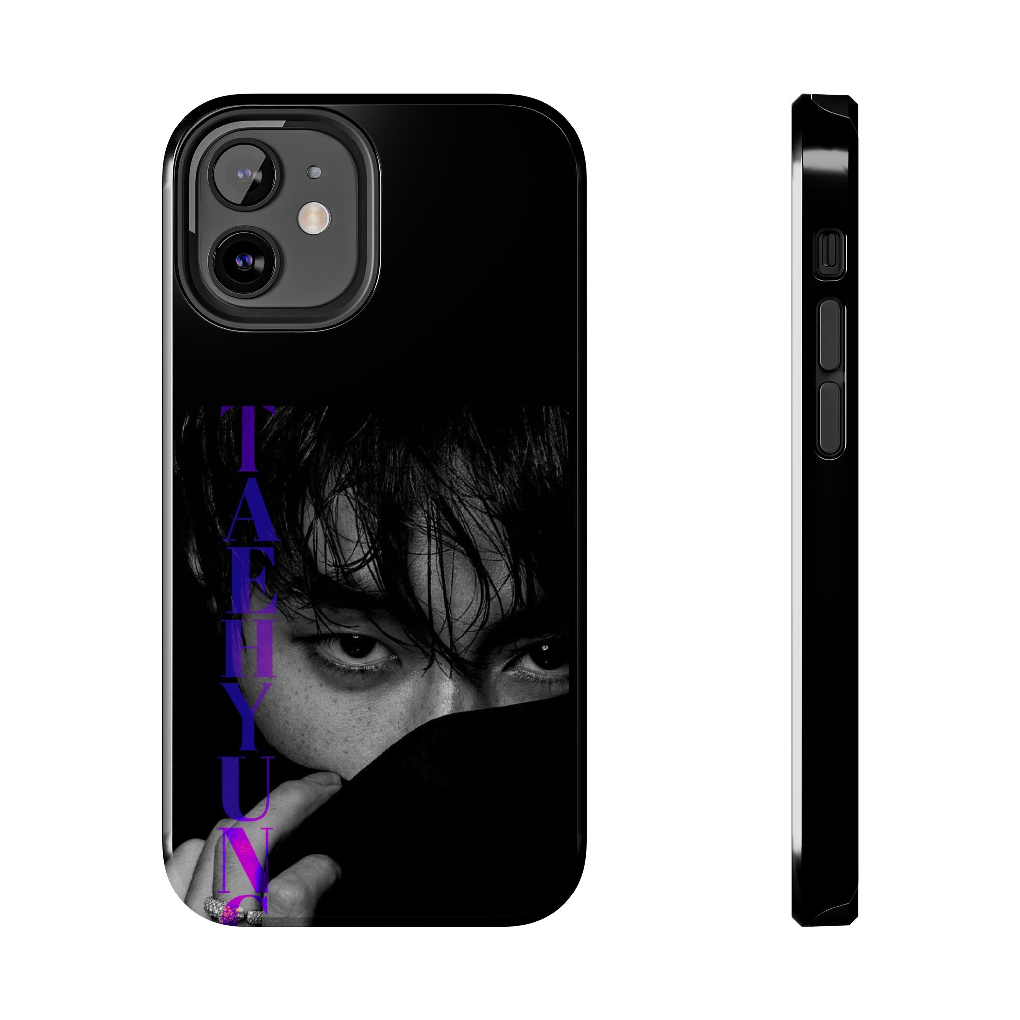 Dark Bangtan BTS phone case featuring Kim Taehyung (V) with a tough design, compatible with iPhone and Samsung smartphones.