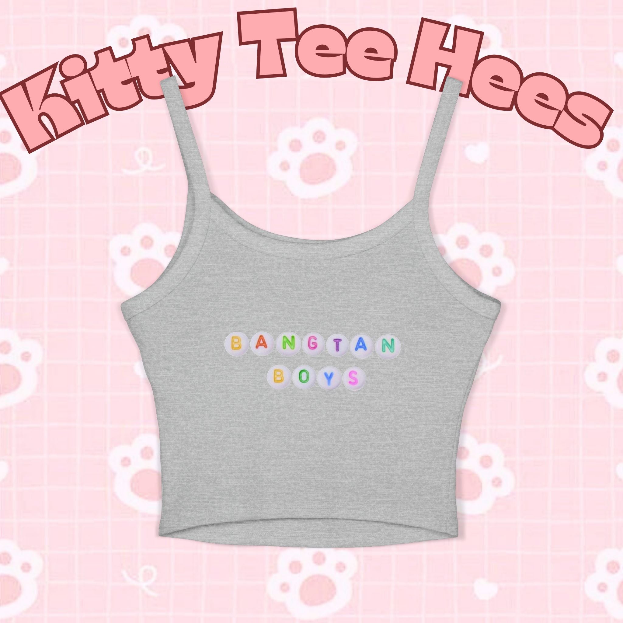 Kids' BTS tank top featuring a retro television K-pop graphic design, colorful BTS tee by Printify.