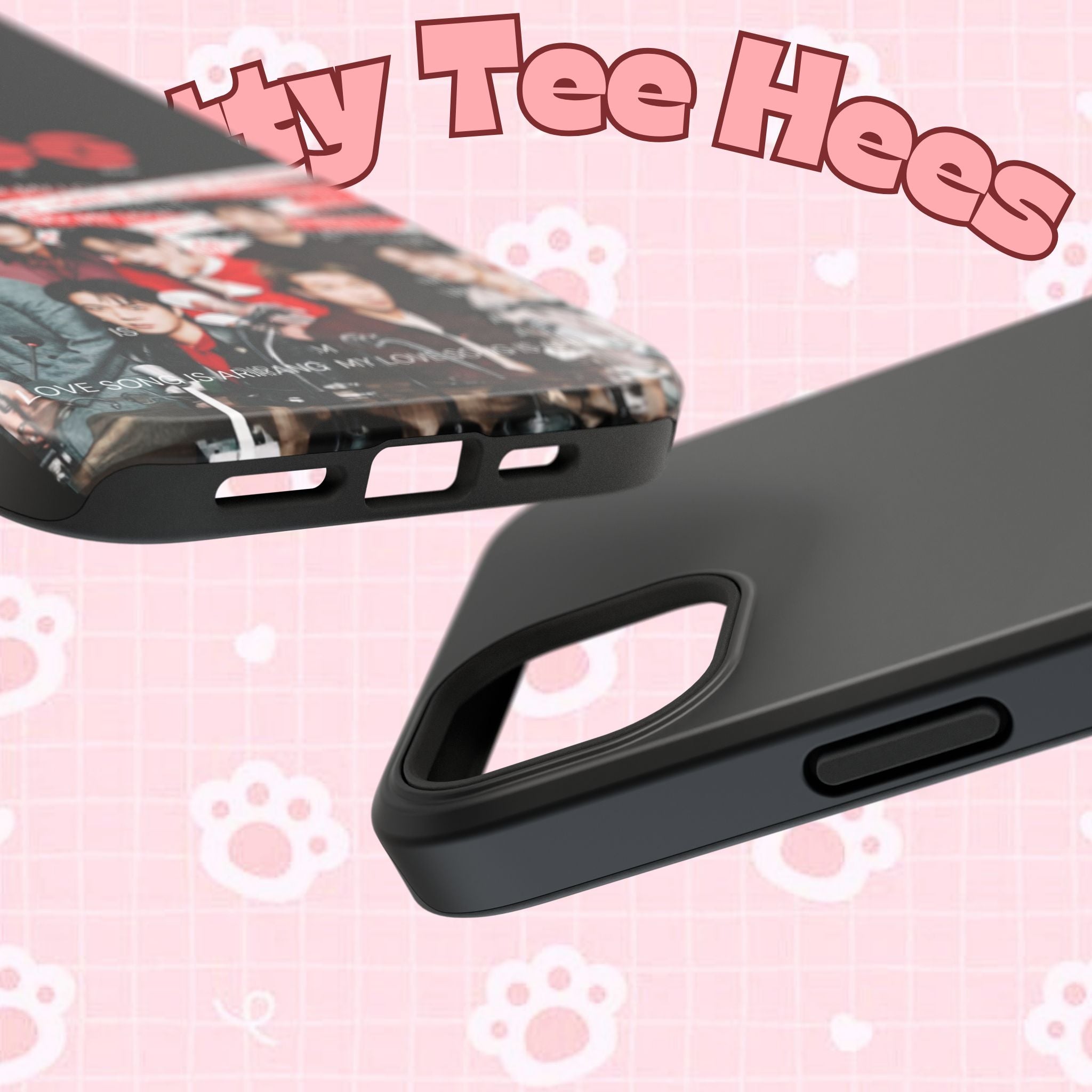 Cool BTS Bangtan phone case with fanmade K-pop band photo design, impact-resistant cover for smartphones.
