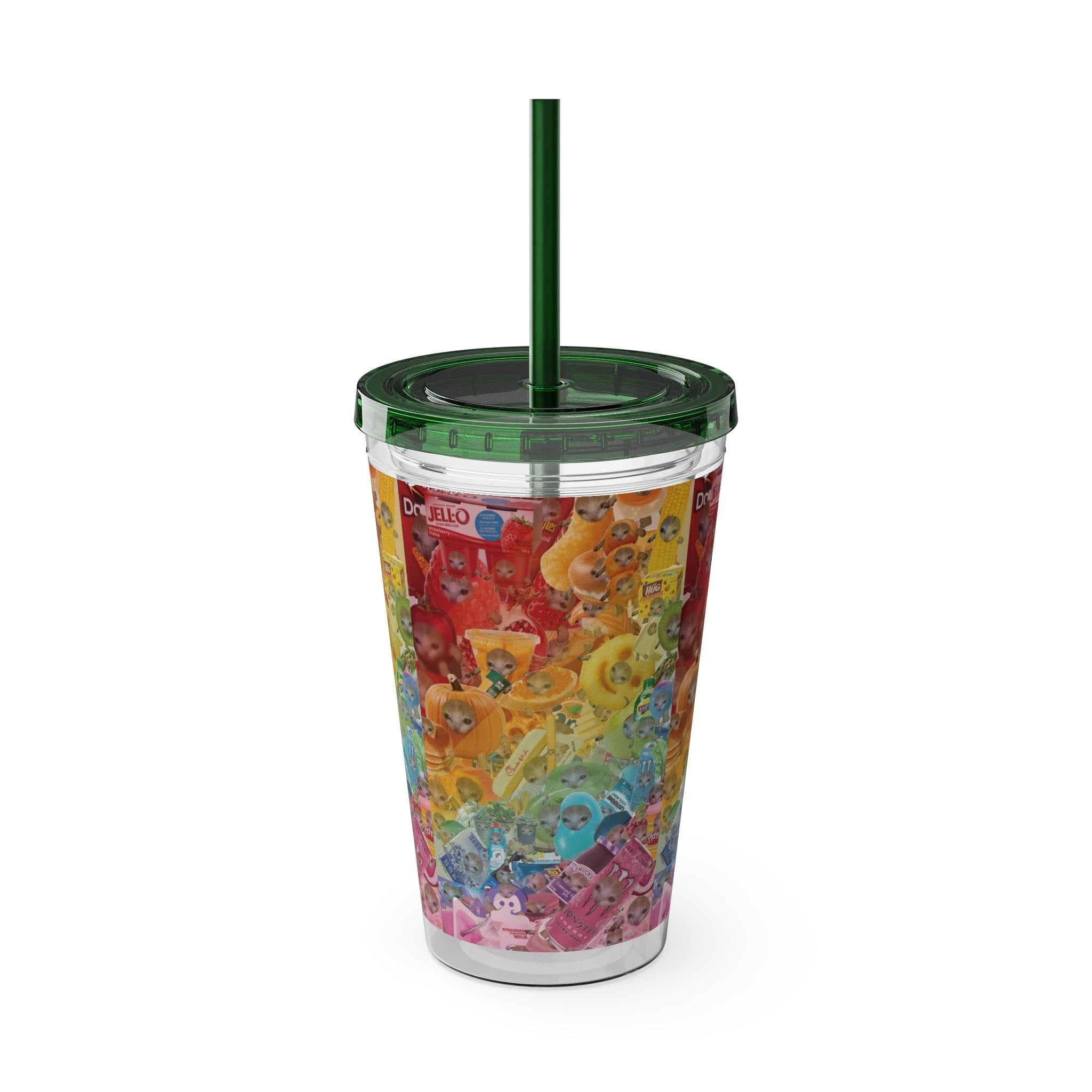 Rainbow Cat Tumbler Cup, Funny Cat Lover Drinking Vessle - Kitty TeeHees