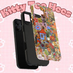 Bee kind to cats, iphone 17 case, Floral Tough Phone Cases, Cute Phone Cover, maximalist Gift, Floral Pattern, Nature Lover Gift - Kitty TeeHees