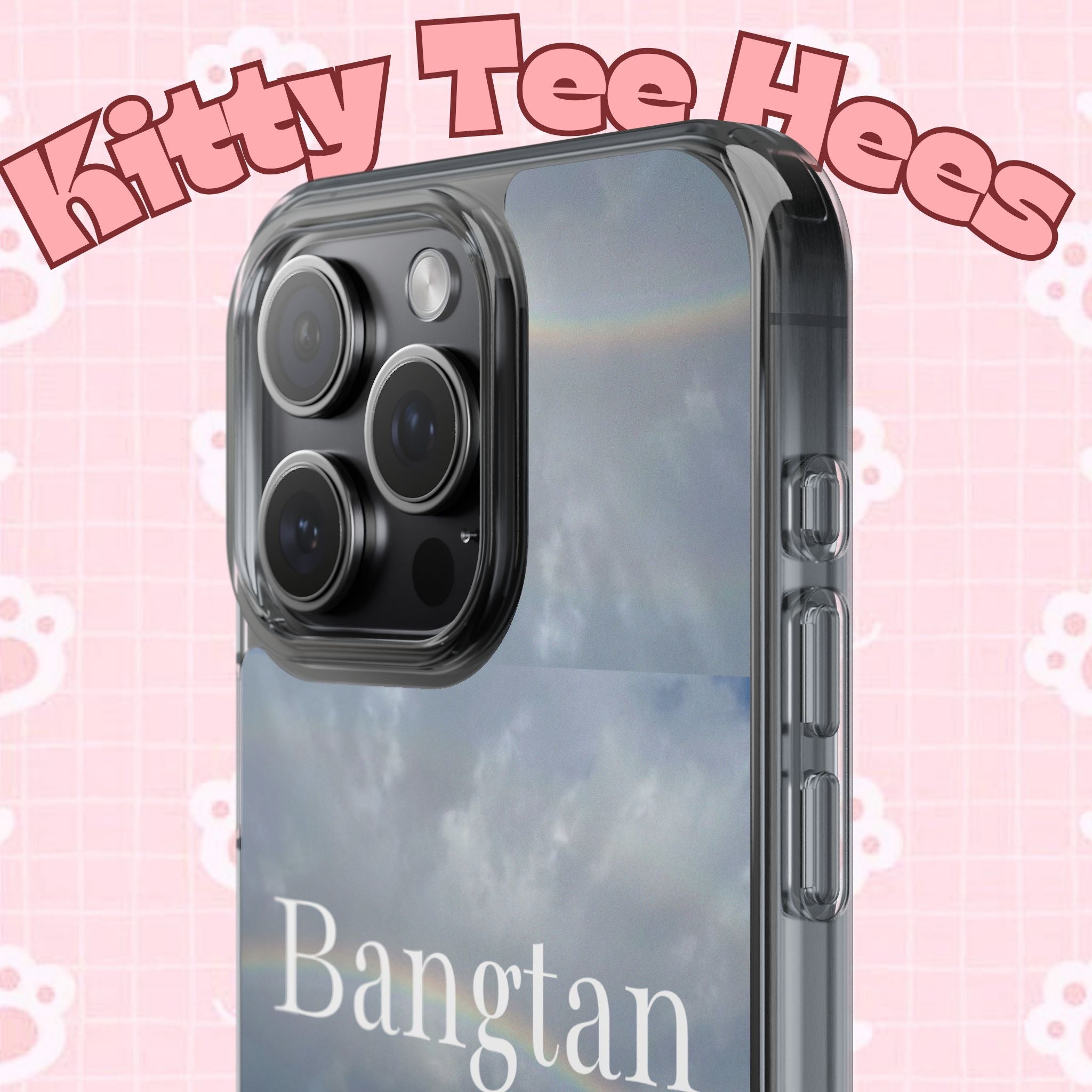 Clear impact-resistant phone case featuring Bangtan Boys K-pop design, perfect for protecting and showcasing your phone.