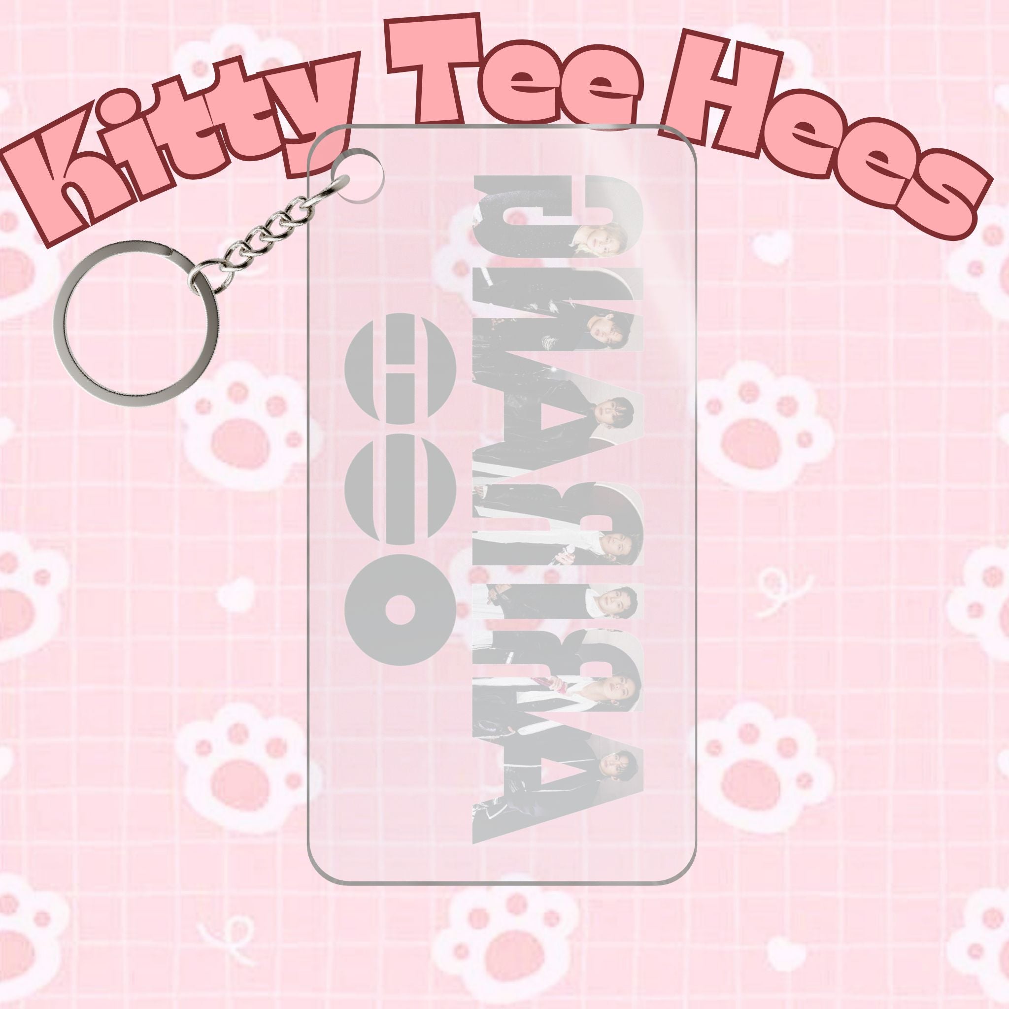 Clear BTS Airang keychain with free bee logo, cute K-pop accessory, featuring a transparent design and vibrant logo.