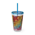 Rainbow Cat Tumbler Cup, Funny Cat Lover Drinking Vessle - Kitty TeeHees