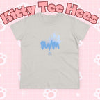 Women's BTS swim shirt with Sailboat Script Logo, featuring a concert-inspired design on a cotton T-shirt by Printify.