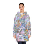Mermaid Dreams women's hoodie dress with vibrant fantasy print, cozy casual wear perfect for beach days and ocean lovers.