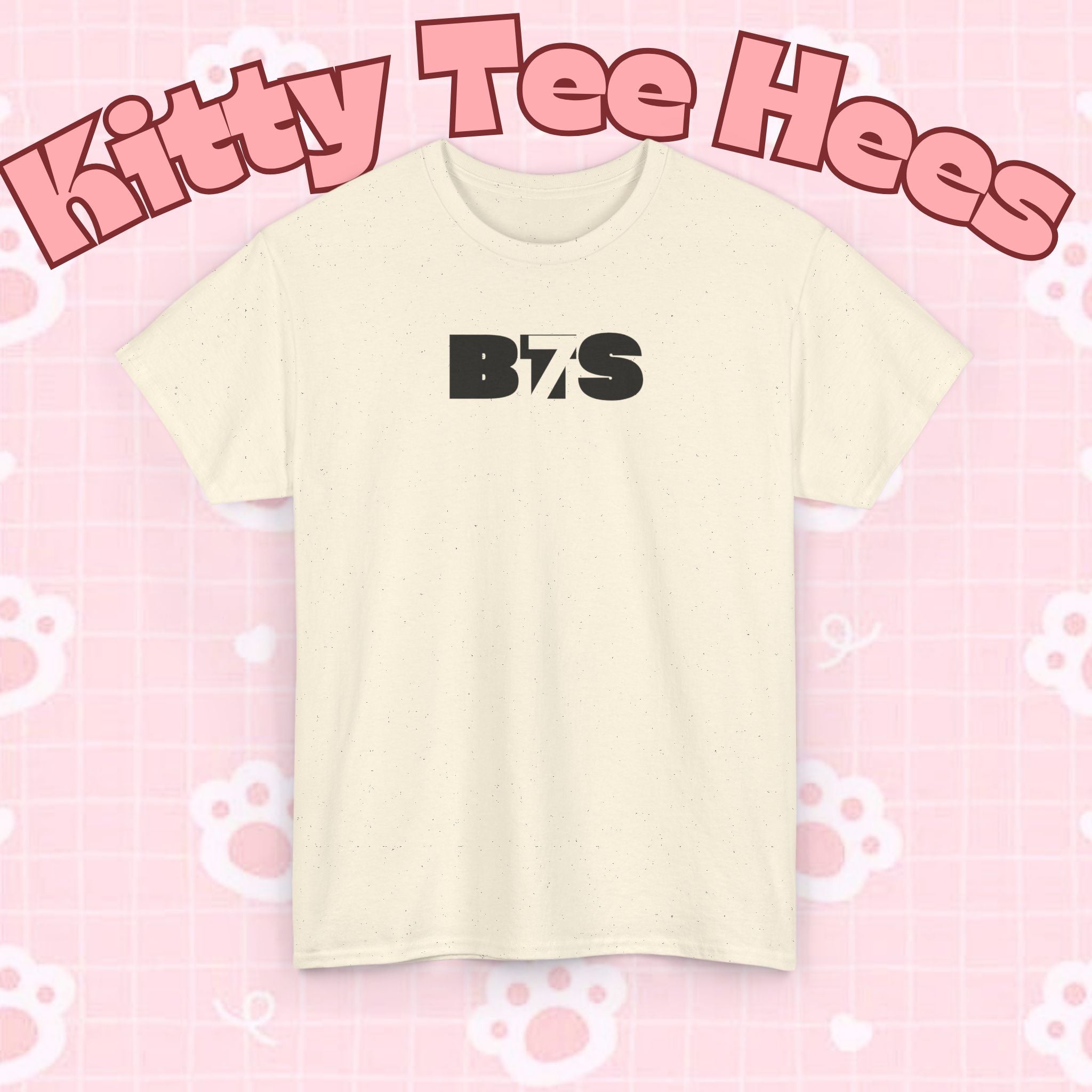 Black BTS logo T-shirt by Printify featuring a minimal Bangtan emblem, casual K-pop band shirt with simple design.