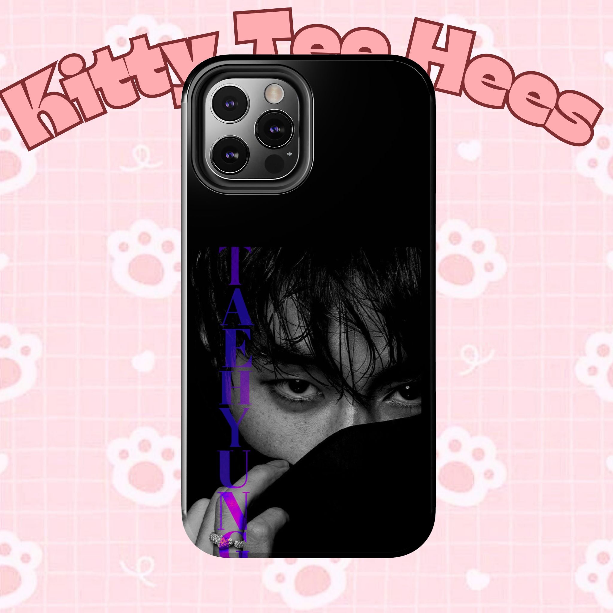 Dark Bangtan BTS Taehyung (V) phone case with Kim Taehyung design for iPhone and Samsung smartphones, by Printify.