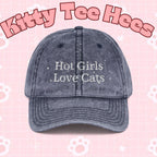 Vintage Style Embroidered Cat Cap, Funny Cat Lady Hat - Kitty TeeHees
