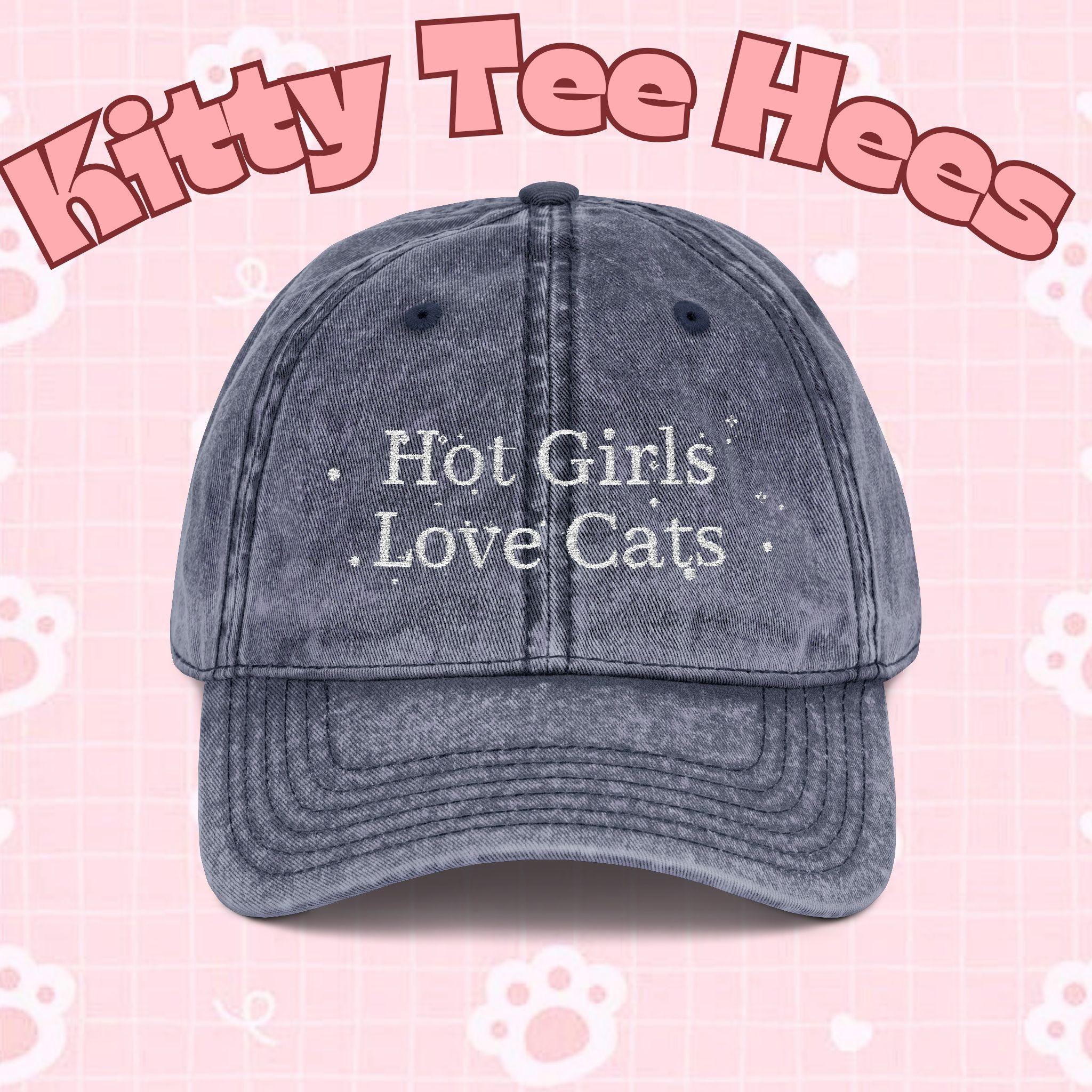 Vintage Style Embroidered Cat Cap, Funny Cat Lady Hat - Kitty TeeHees