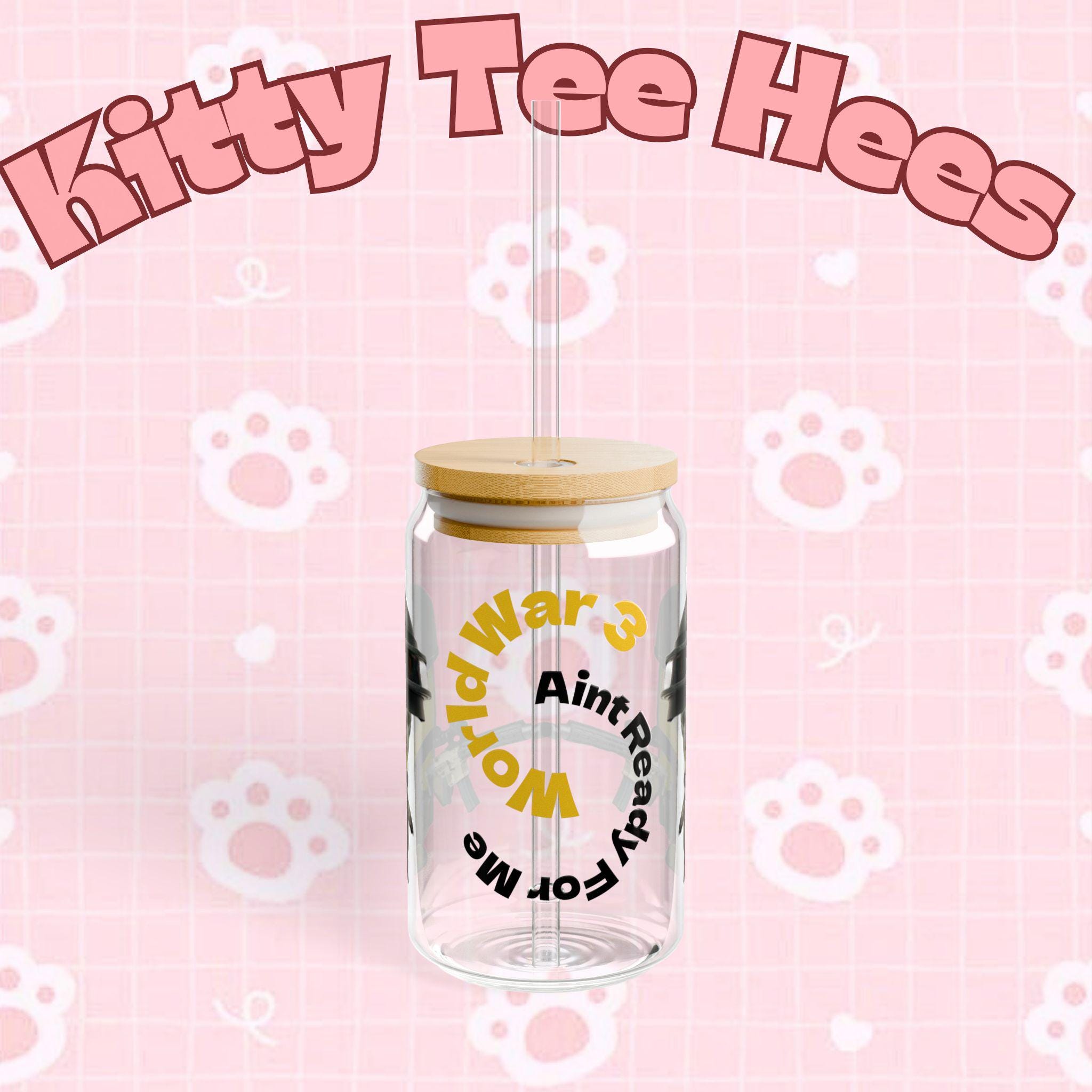 Kitty Decor Sipper Glass: Fun Drinkware for Cat Lovers - Kitty TeeHees