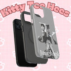 Monochrome BTS Jungkook phone case with letter design, impact-resistant Printify brand for popular Bangtan Sonyeondan member.