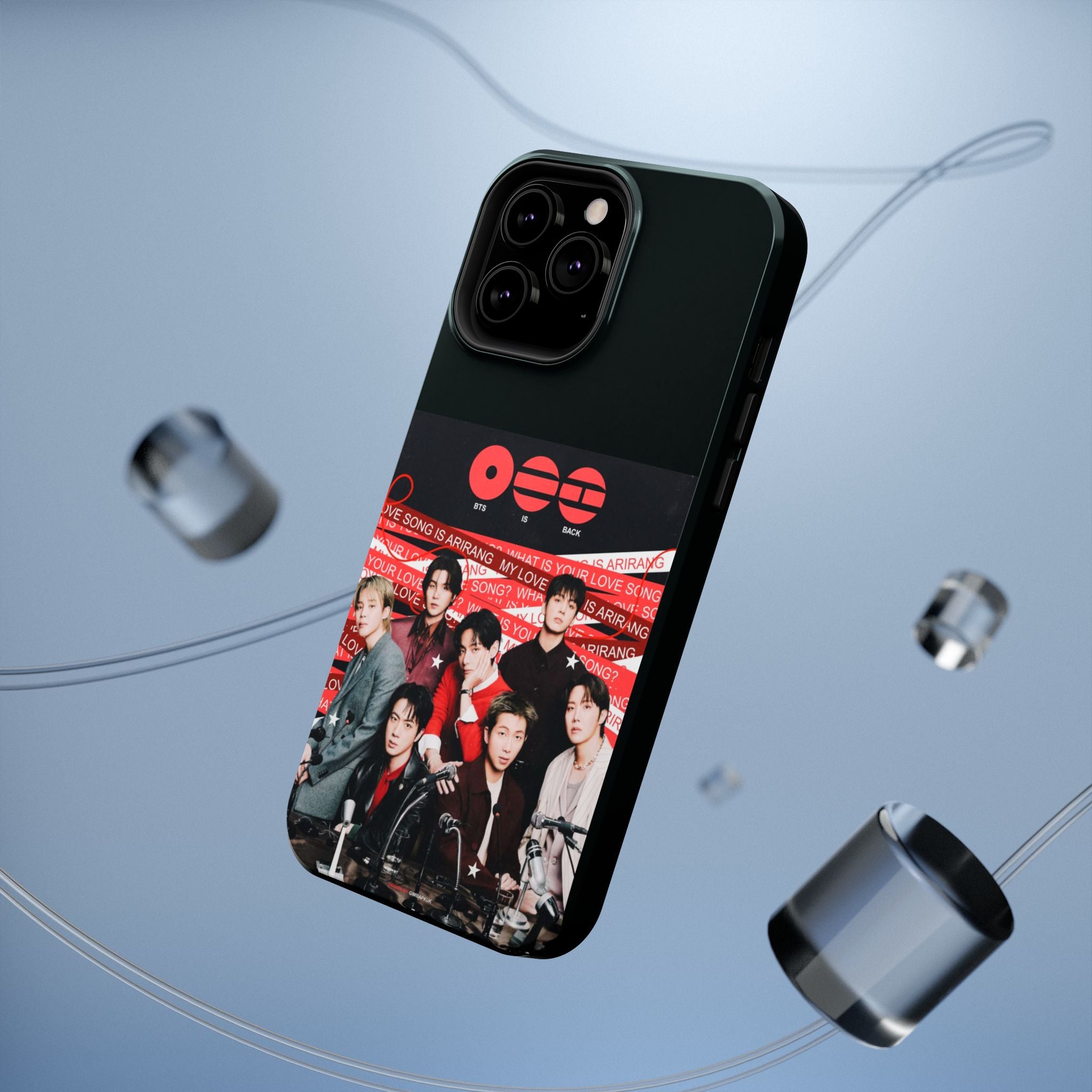 Printify BTS Arirang phone case featuring Bangtan concert design, impact-resistant K-Pop band photo phone cover for 2026.