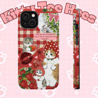 Cute strawberry Cat Magnetic Tough Cases Funny cat phone case, cute iphone 17 case Adorable Phone Case for Cat Lovers - Kitty TeeHees
