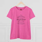Printify Merry Go Round BTS Arirang 2026 album carousel sketch T-shirt with lyric script back print, featuring vibrant design and casual fit.