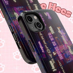 Impact-resistant BTS neon Korean script phone case for iPhone and Samsung by Printify, featuring bold neon text design.