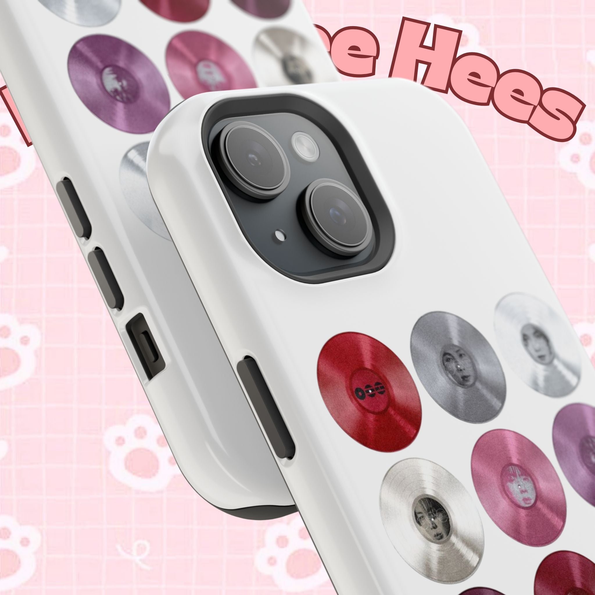 Impact-resistant Printify BTS Arirang vinyl record grid phone case with cool BTS fan merch design, fits smartphones securely.