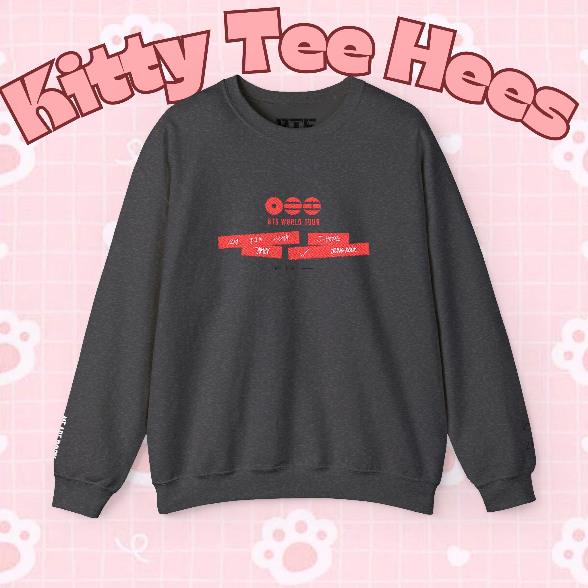 BTS ARIRANG 2026 comeback sweatshirt by Printify featuring a casual crewneck design with concert tour graphics.