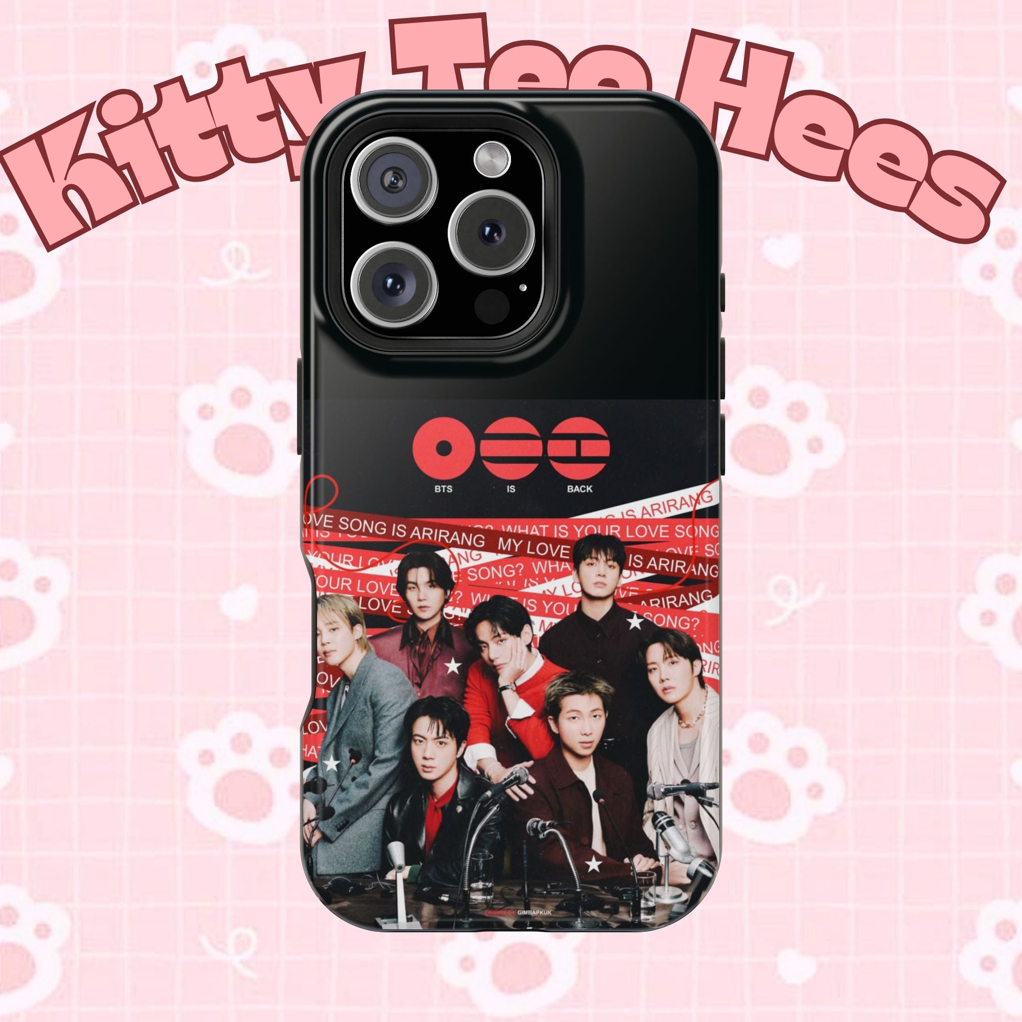BTS Arirang phone case with Bangtan concert image, impact-resistant design, for smartphones, by Printify.