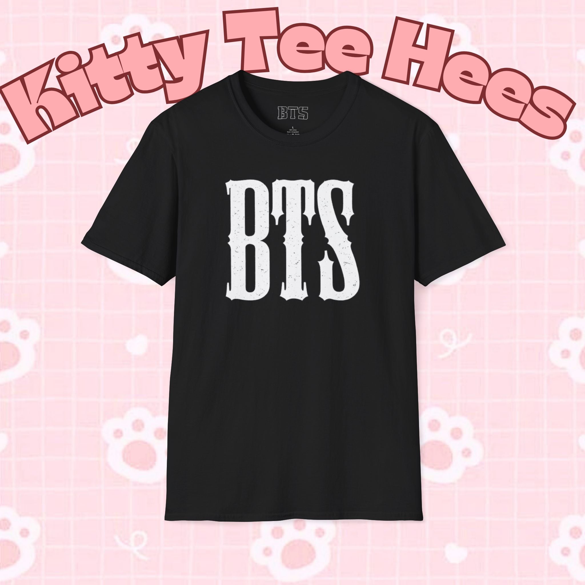 BTS classic T-shirt by Printify featuring a simple outline design of Bangtan Boys, casual K-Pop band tee for fans