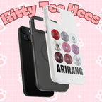 Impact-resistant Printify BTS Arirang vinyl record grid phone case featuring cool BTS Arirang fan merchandise design.