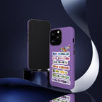 BTS member names phone case with Jungkook, Jimin, Rap Monster for iPhone 17, featuring bold printed design on tough case.