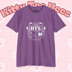 Custom BTS T-shirt featuring Jungkook, Jimin, V, J-Hope, RM, Suga, Jin, and Bangtan members, ideal for K-pop concert fans.