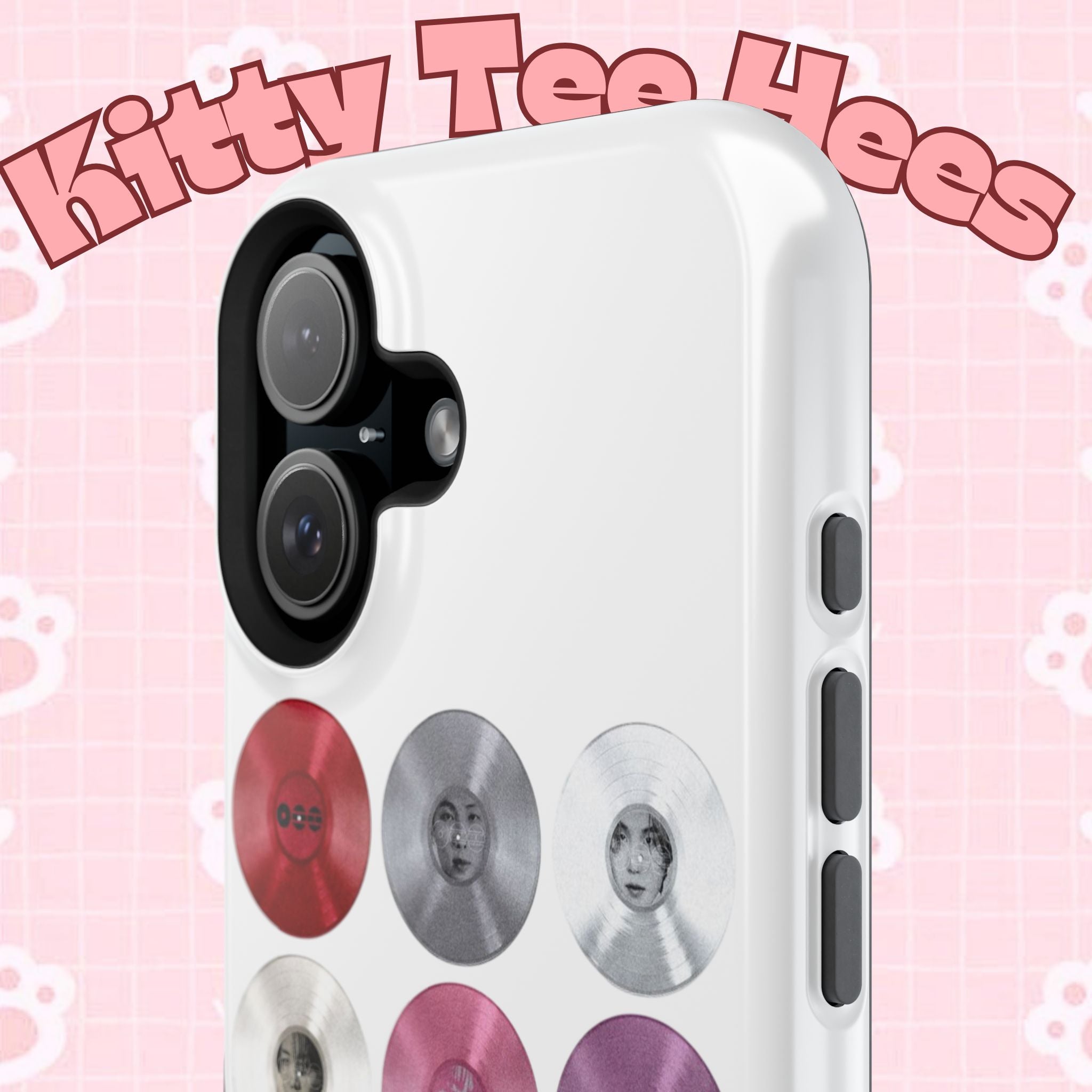 Printify BTS Arirang vinyl record grid phone case featuring impact-resistant design with BTS fan merch artwork.