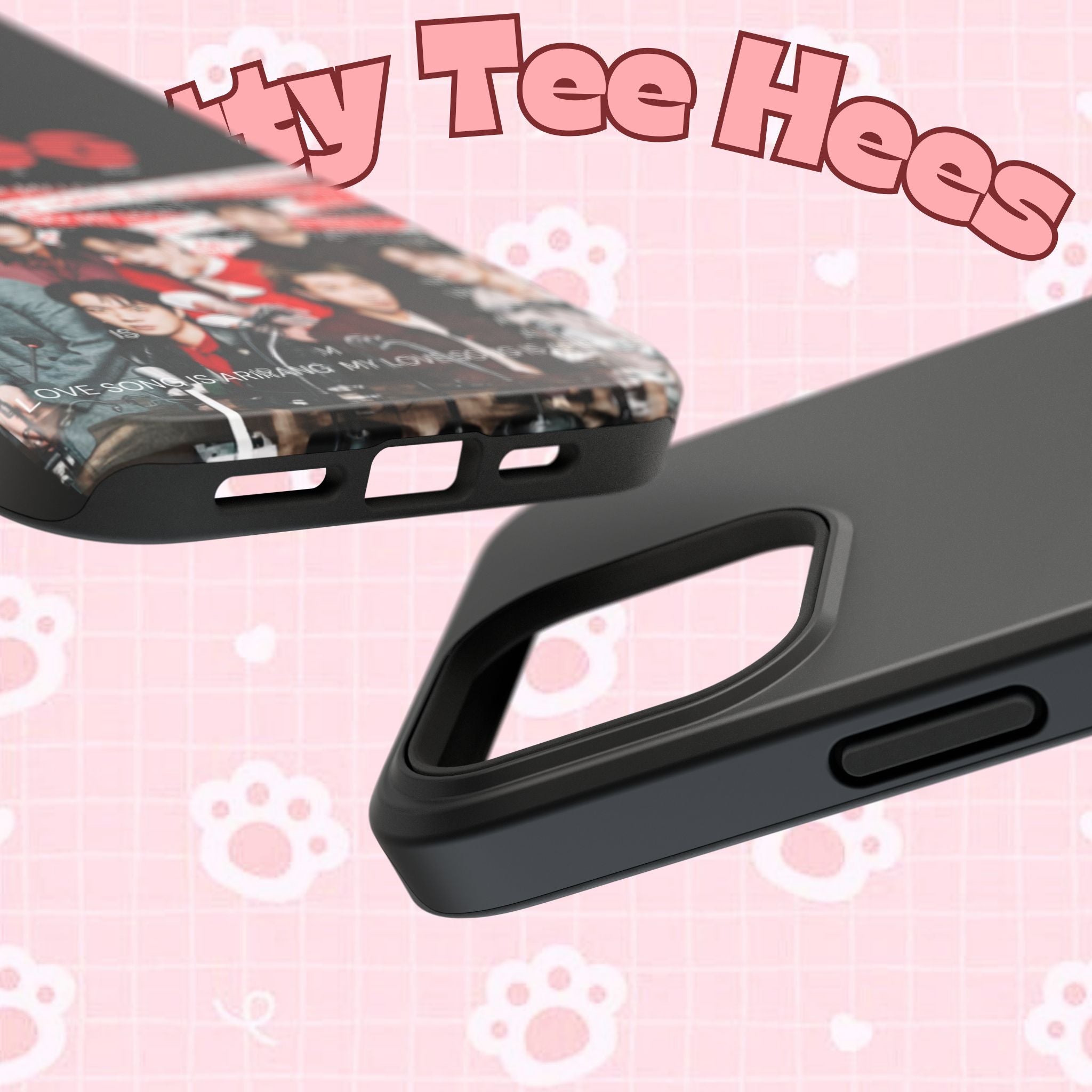 Custom BTS Bangtan phone case featuring fanmade K-Pop band design, impact-resistant printify cover with concert-themed artwork.