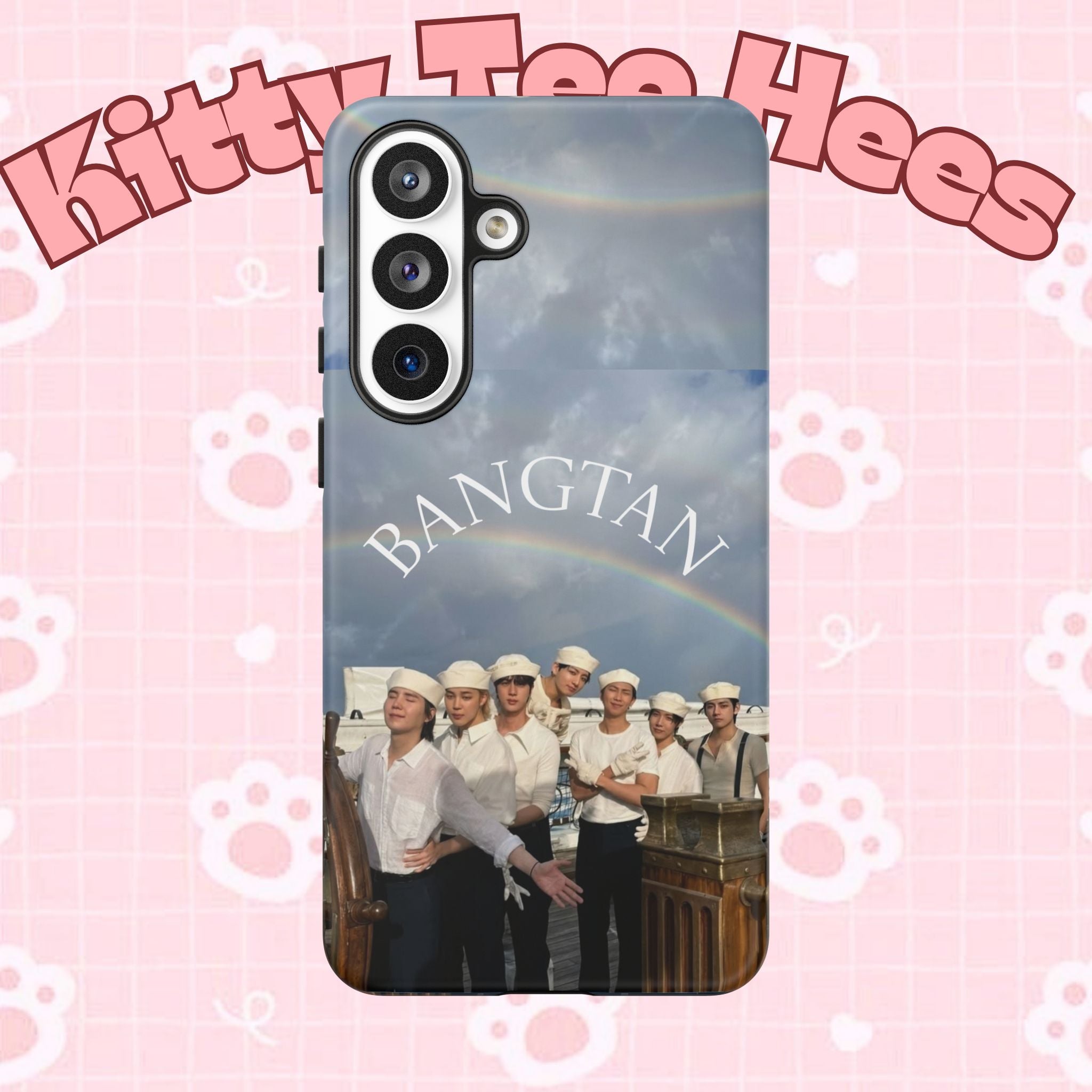 Cute Sailor BTS Swim phone case for iPhone and Samsung, featuring colorful Bangtan Sailor design by Printify.