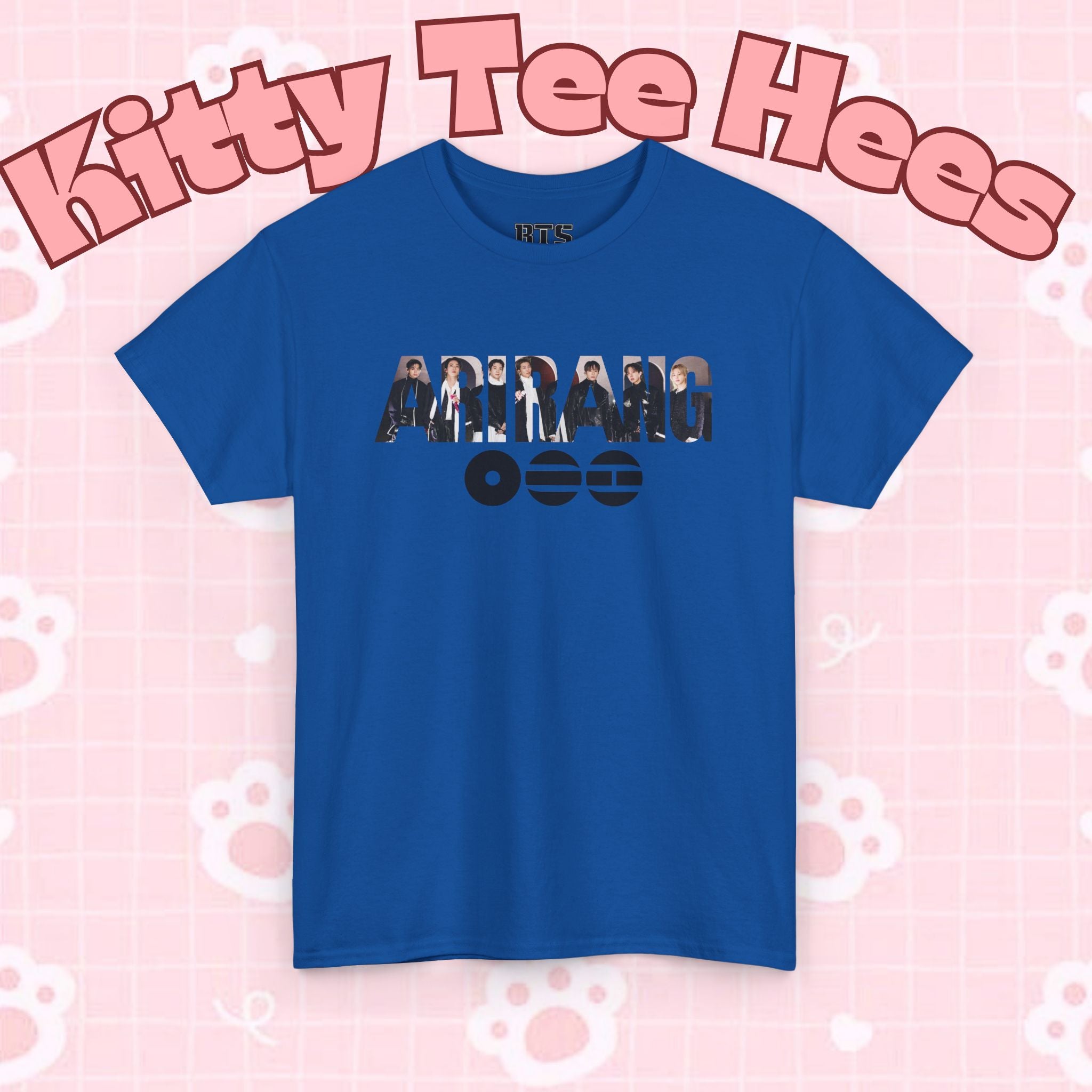 K-Pop inspired BTS concert T-shirt featuring Bangtan graphic design, worn by a fan, in a casual style ideal for BTS world tour.