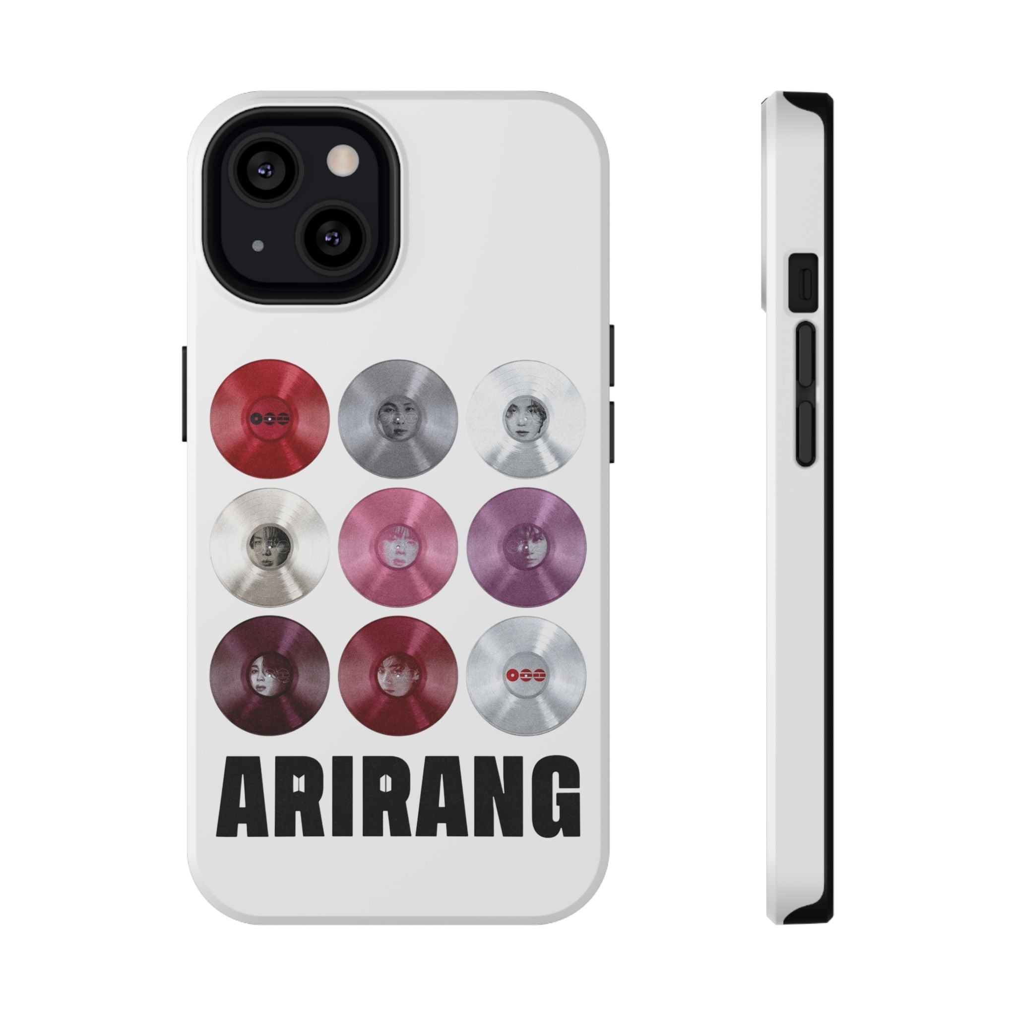 Printify BTS Arirang vinyl record grid phone case featuring impact-resistant design with cool BTS fan merch style.