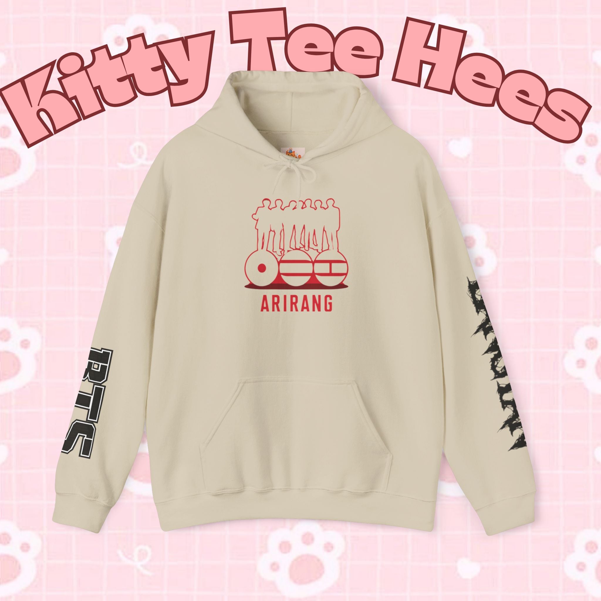 Printify ARIRANG BTS world tour hoodie with graphic design, Bangtan sleeve detail, comfortable sweatshirt inspired by BTS tour.