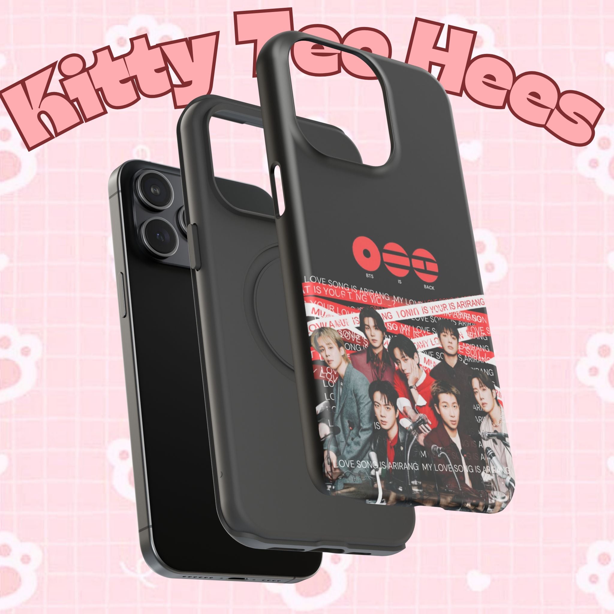 Printify BTS Cool Bangtan phone case featuring fanmade K-Pop band photo, impact-resistant design for iPhone and Android devices