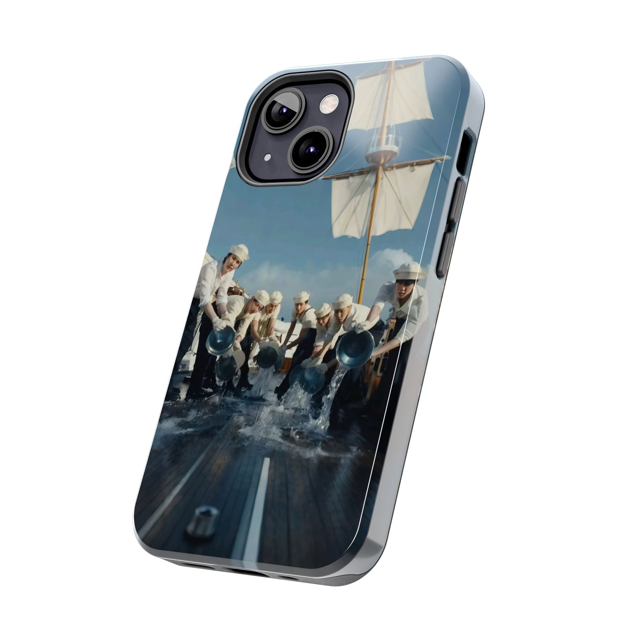 Cute Sailor BTS phone case featuring K-pop design, ideal for BTS fans and concert enthusiasts, with colorful, playful artwork.