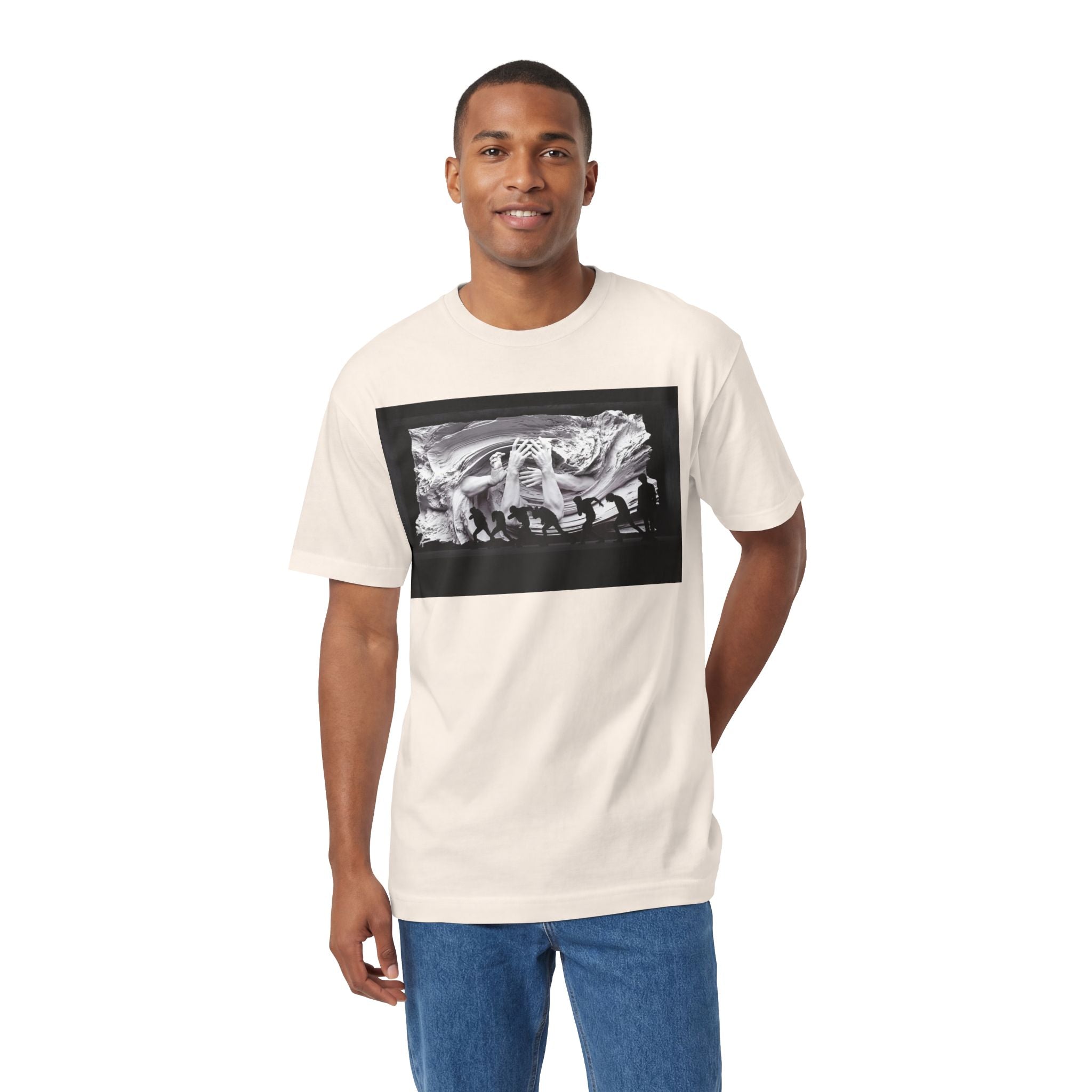 Black and white BTS Blood Sweat and Tears graphic T-shirt featuring K-Pop inspired design and photo print by Printify.