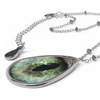 Cat Eye Pendant Necklace, Ellipse Charm, Vibrant Colors - Kitty TeeHees
