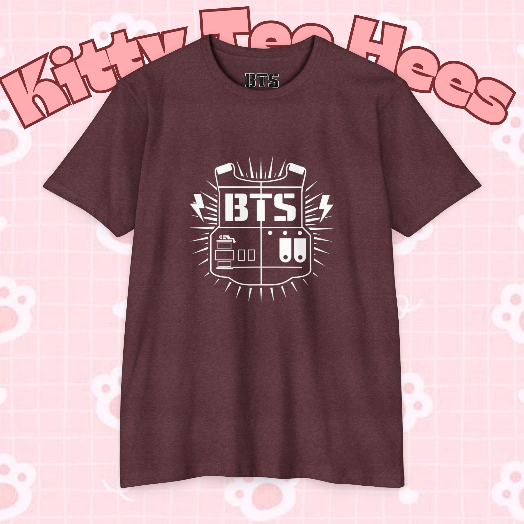 Custom BTS T-shirt featuring Jungkook, Jimin, V, J-Hope, RM, Suga, Jin, and Bangtan members for K-pop concert 2026.