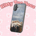 Clear impact-resistant Bangtan swim phone case featuring cute K-pop design for smartphones, by Printify.