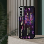 Neon Korean script BTS phone case for iPhone and Samsung, impact-resistant design with Bangtan Sonyeondan branding by Printify.