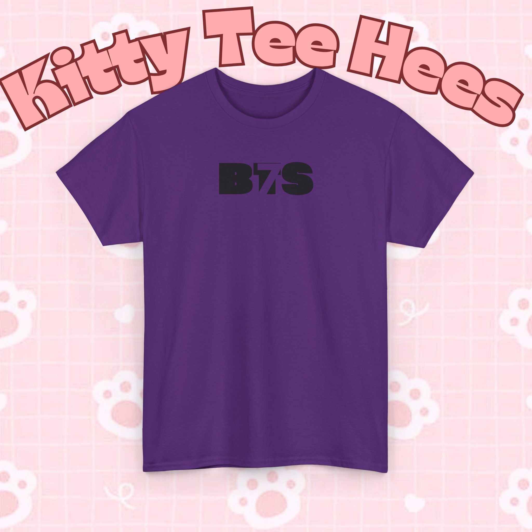Black BTS Logo T-shirt by Printify featuring a minimal Bangtan emblem on the front, casual K-pop band style.