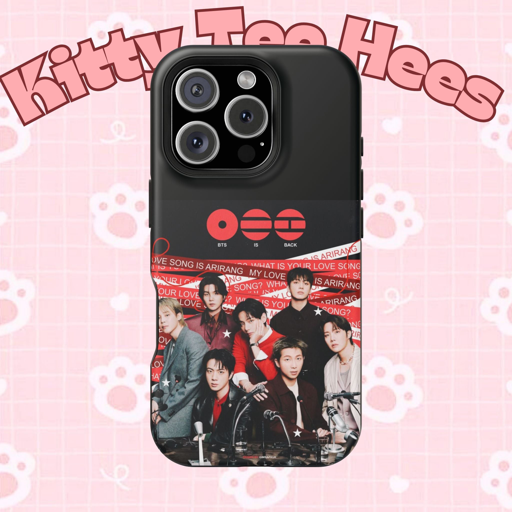 K-Pop BTS Arirang phone case by Printify featuring Bangtan concert design, impact-resistant protective phone cover.