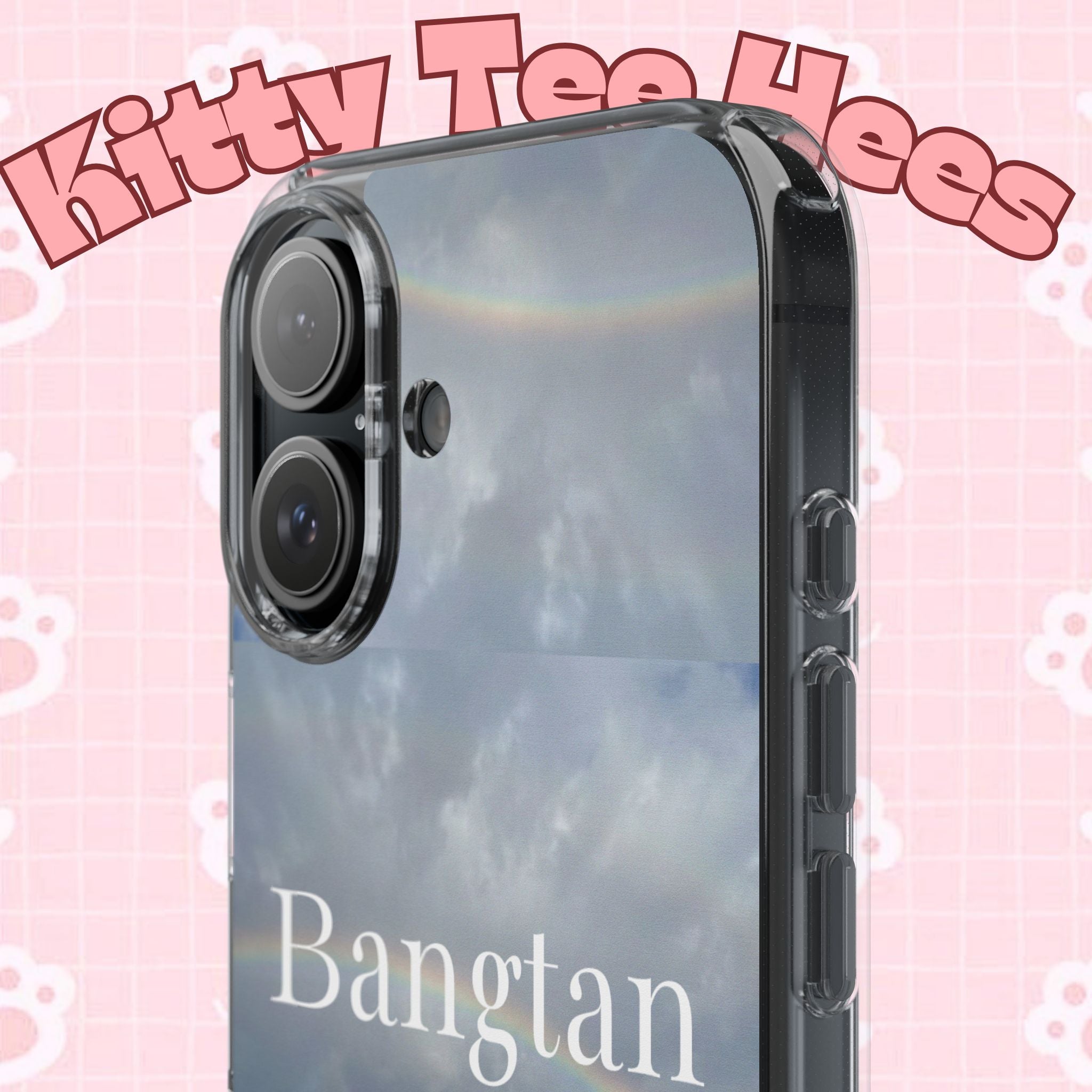 Clear impact-resistant phone case featuring Bangtan Boys K-pop design, perfect for protecting and showcasing your smartphone.