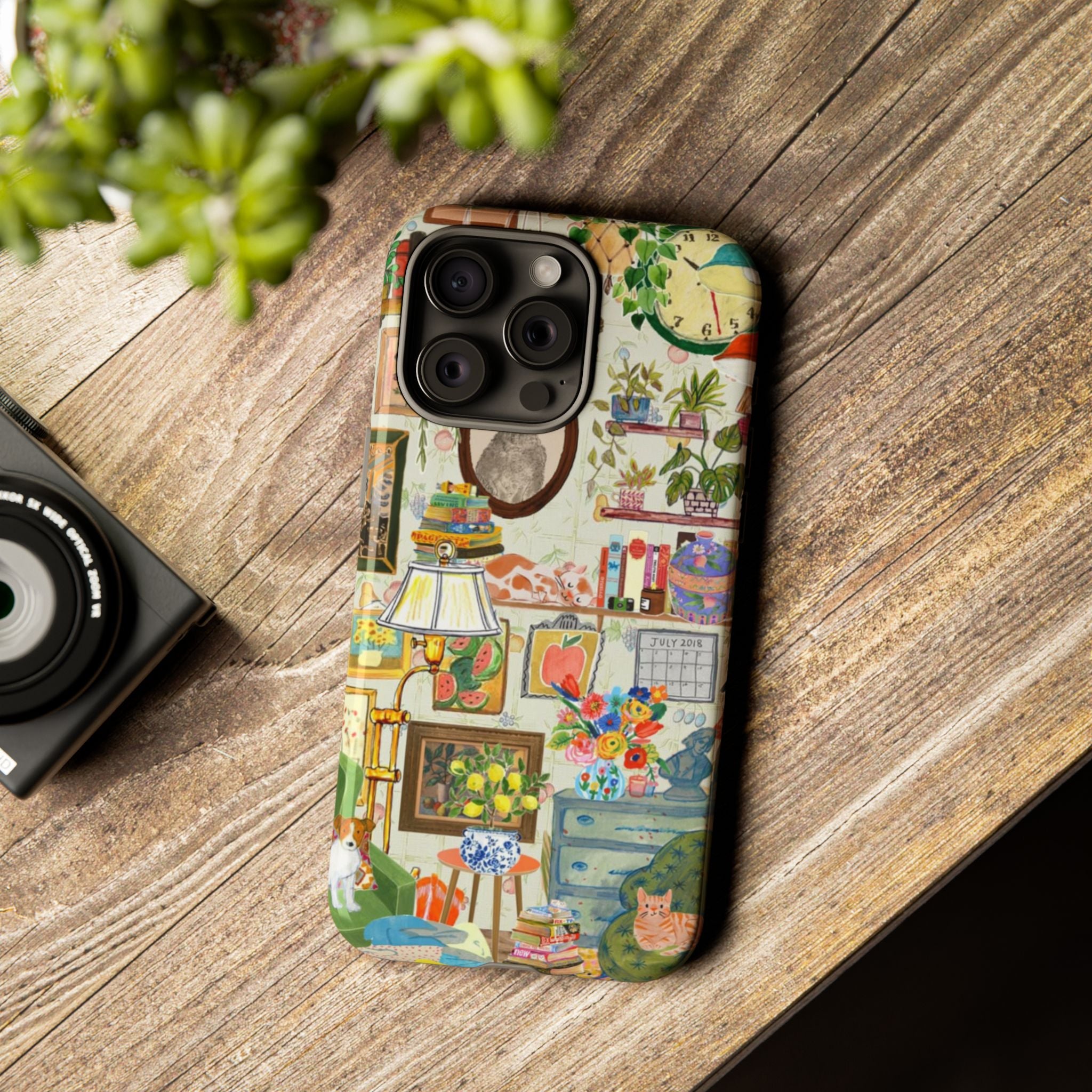 Cute cat framed iPhone 17 case by Printify featuring a cozy pet portrait design on a stylish phone cover.
