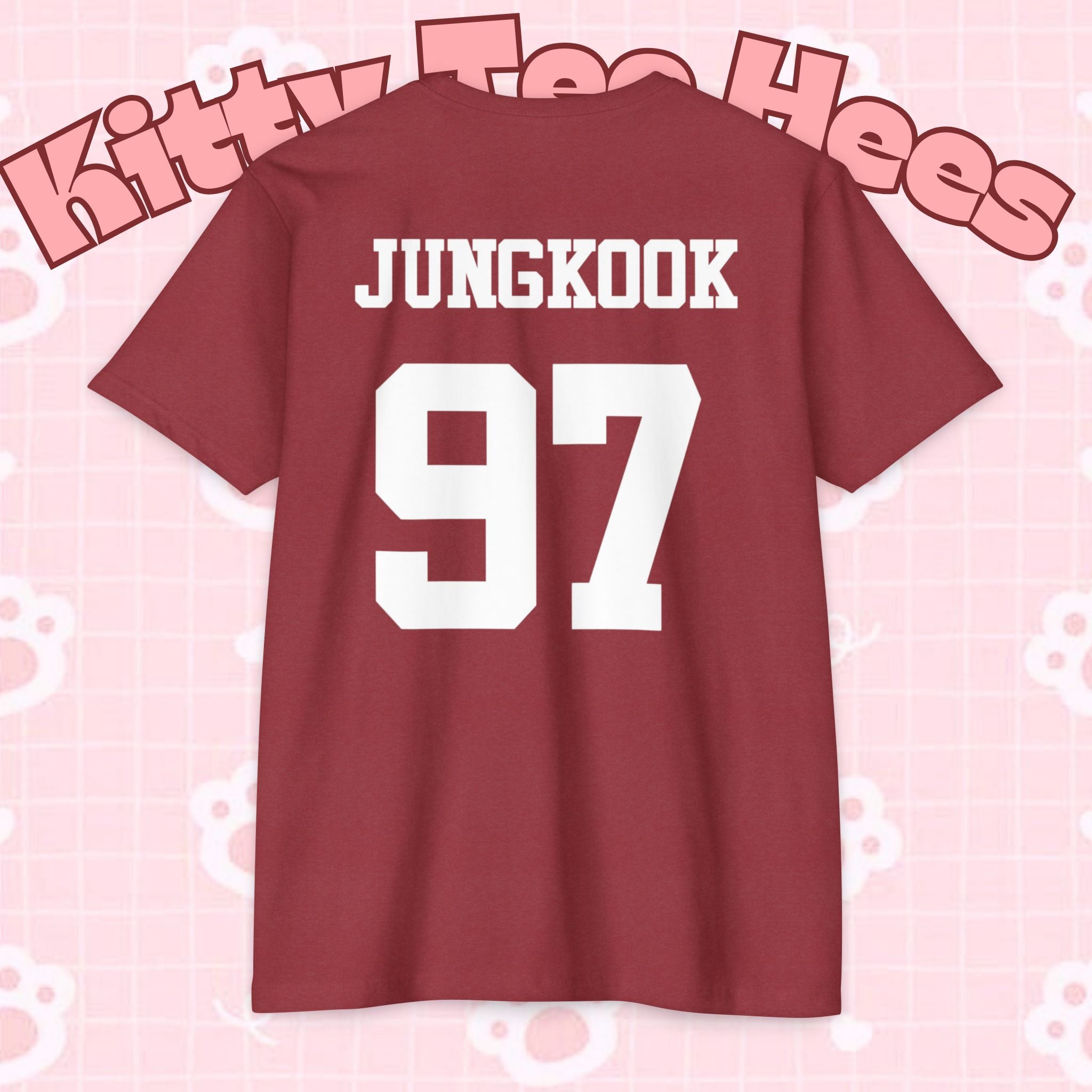 Custom BTS T-shirt featuring Jungkook, Jimin, V, J-Hope, RM, Suga, Jin, K-pop concert design by Printify.