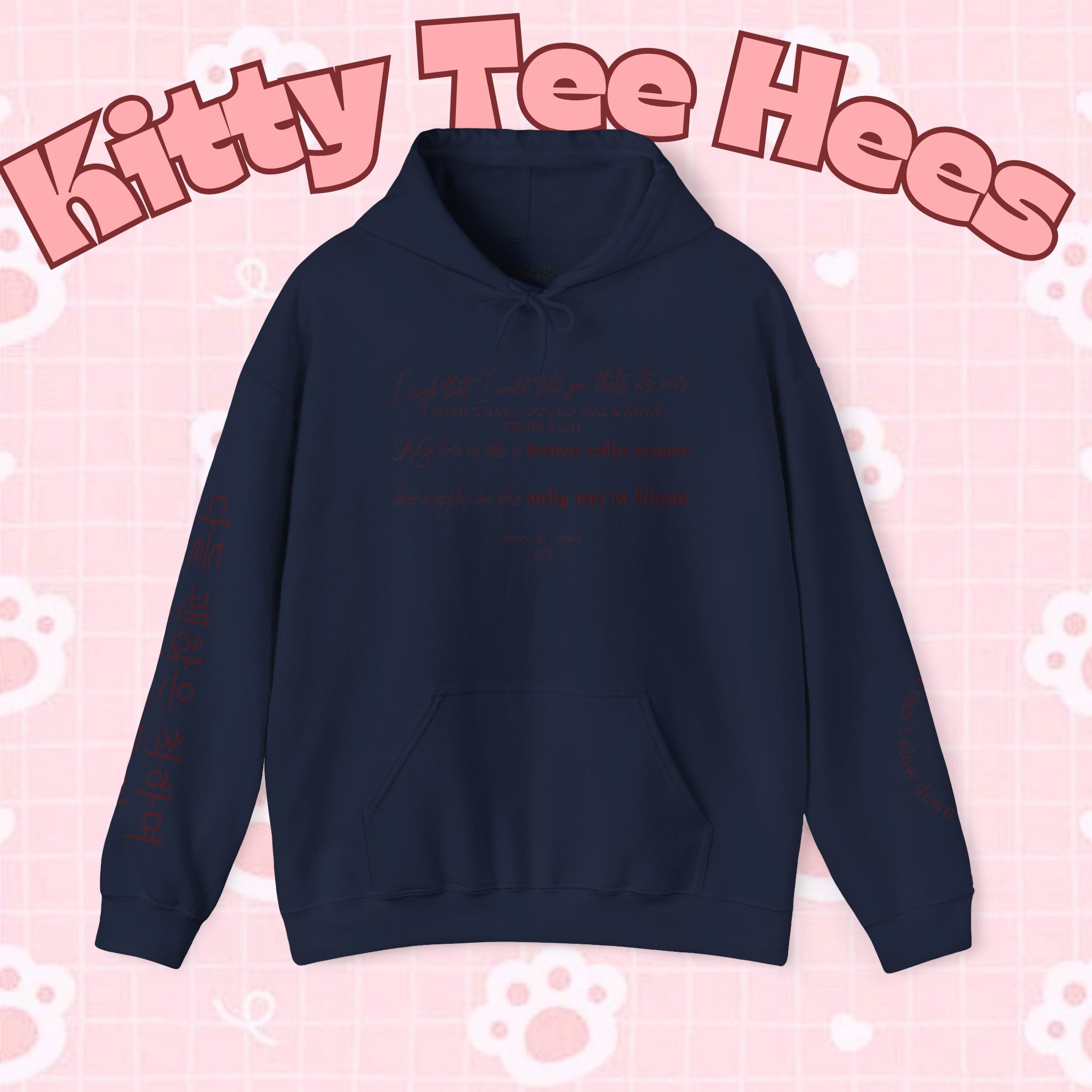 BTS Merry-go-round Arirang 2026 hoodie with carousel illustration, Korean script sleeve, and BTS lyric design by Printify.