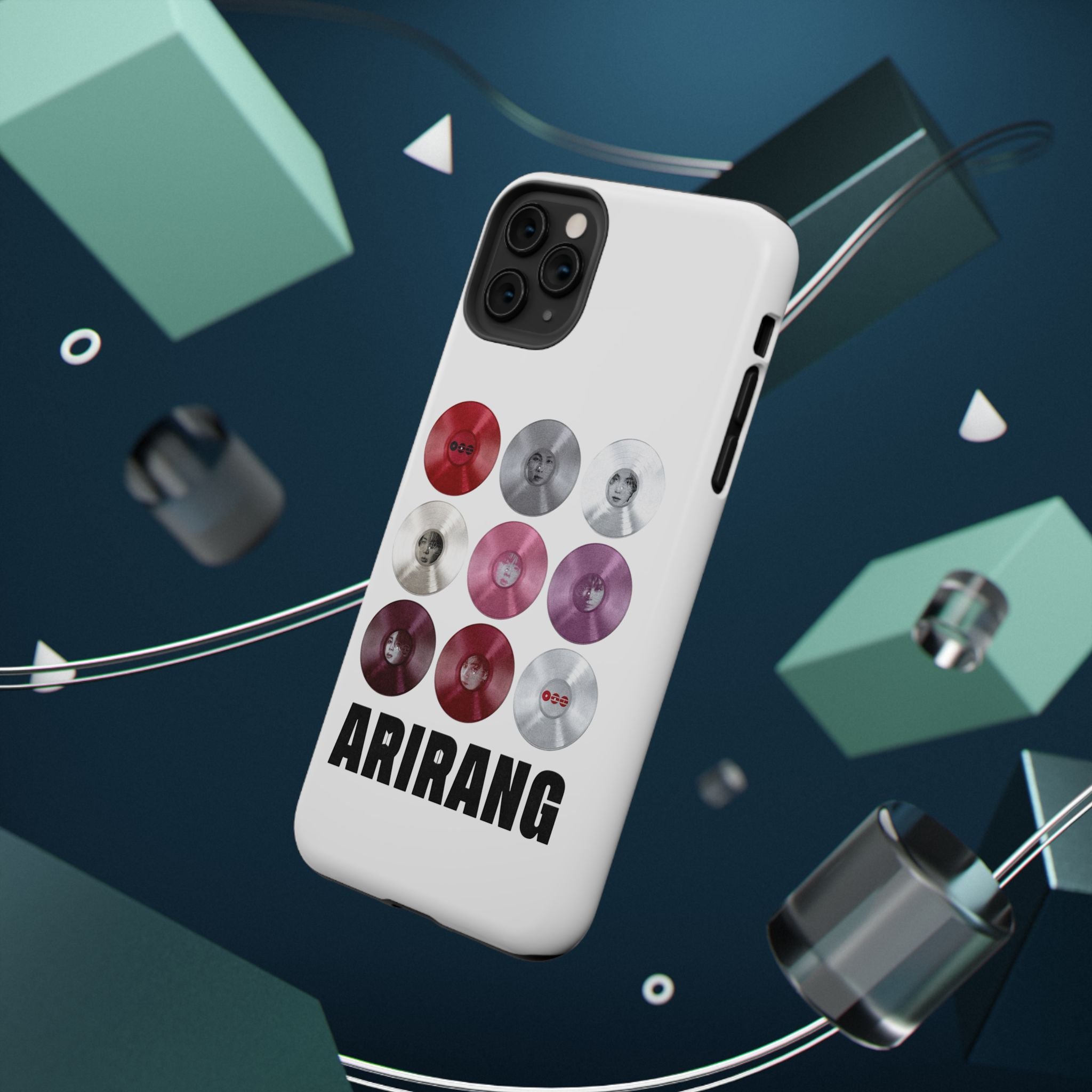 Printify Bangtan Arirang BTS vinyl record grid phone case, impact-resistant design featuring cool BTS fan merchandise.