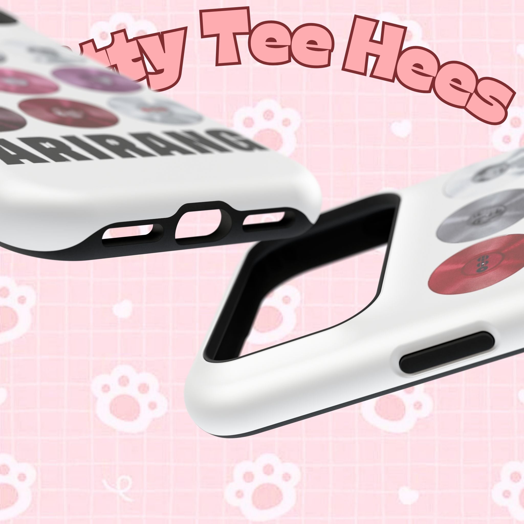 Impact-resistant Printify BTS Arirang vinyl record grid phone case featuring cool BTS fan merch design.