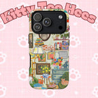Cute cat pet portrait iPhone 17 case by Printify featuring a cozy living room scene in a stylish framed design.