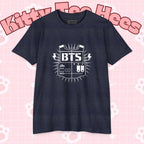 Custom BTS T-shirt featuring members Jungkook, Jimin, V, J-Hope, RM, Suga, and Jin, ideal for K-pop concert fans.
